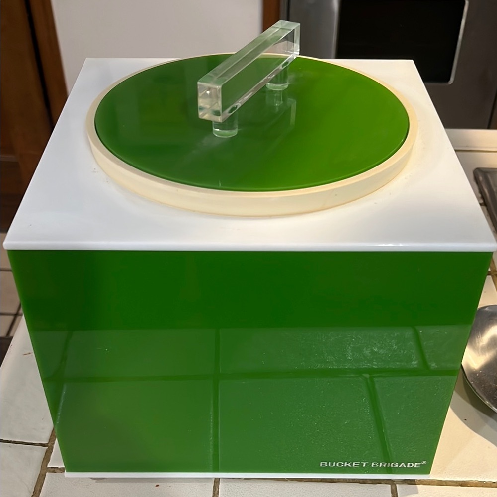 Morgan Designs Green and White Bucket Brigade Ice Bucket